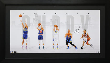 Stephen Curry Signed Golden State Warriors Framed 35x17.5 Player Evolution Collage - AUCTION
