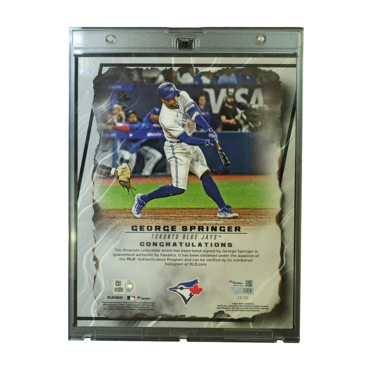 George Springer Signed Toronto Blue Jays 8x10 Card (Limited Edition 28/50) - AUCTION