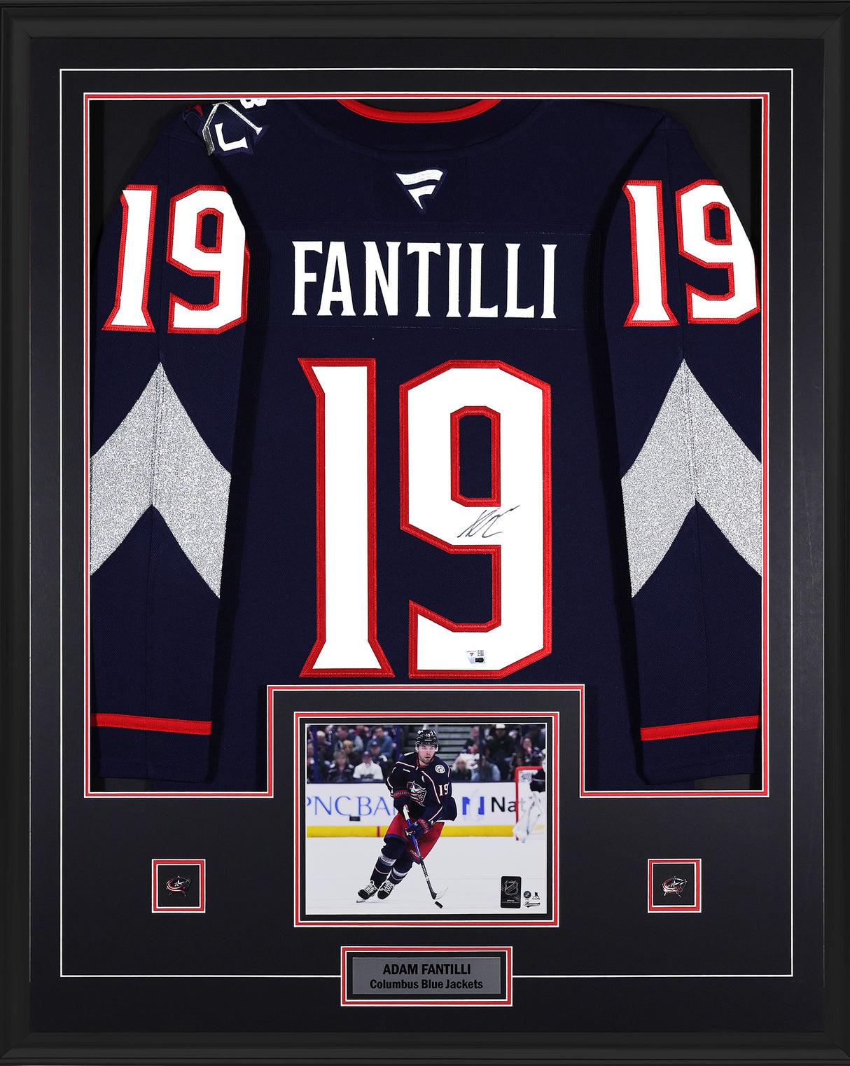 Adam Fantilli Signed Columbus Blue Jackets Framed 34x42 Home Fanatics Premium Jersey - AUCTION