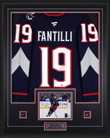 Adam Fantilli Signed Columbus Blue Jackets Framed 34x42 Home Fanatics Premium Jersey - AUCTION