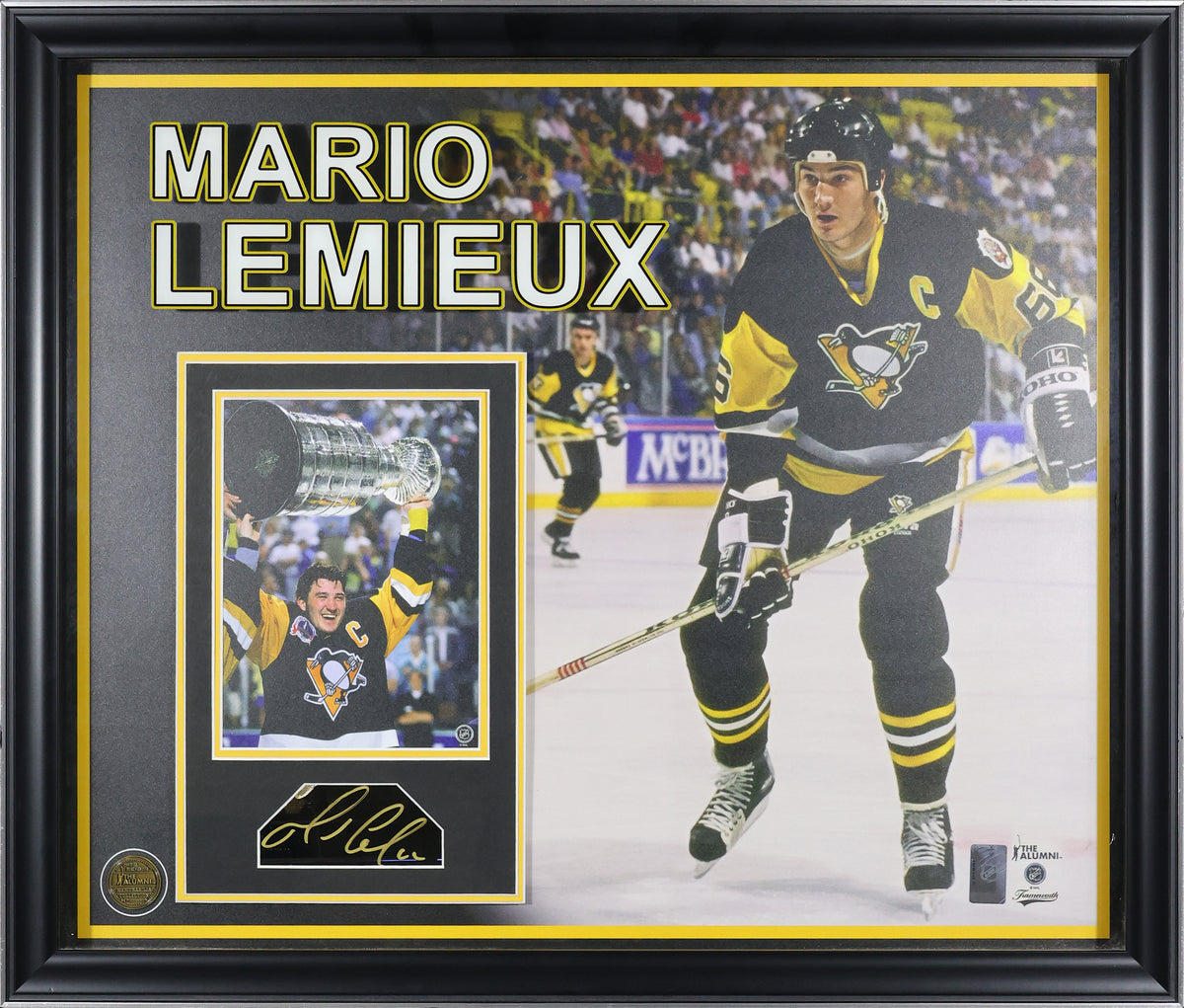 Mario Lemieux Embedded Signature Pittsburgh Penguins Framed 26x22 - AUCTION