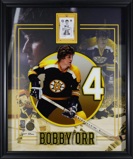 Bobby Orr Signed Boston Bruins Photoglass Framed 22x26 Card - AUCTION