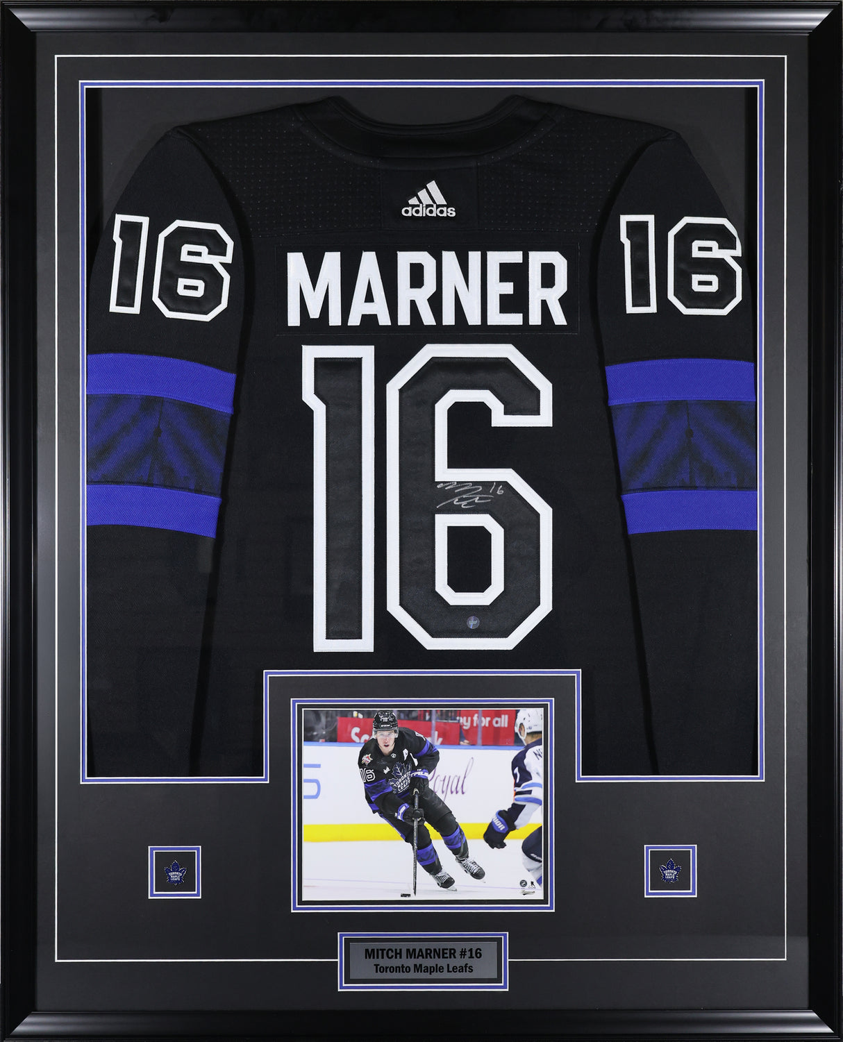 Mitch Marner Signed Toronto Maple Leafs Framed 34x42 Third Adidas Authentic Jersey - AUCTION