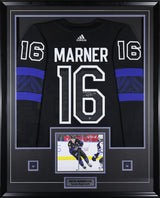 Mitch Marner Signed Toronto Maple Leafs Framed 34x42 Third Adidas Authentic Jersey - AUCTION