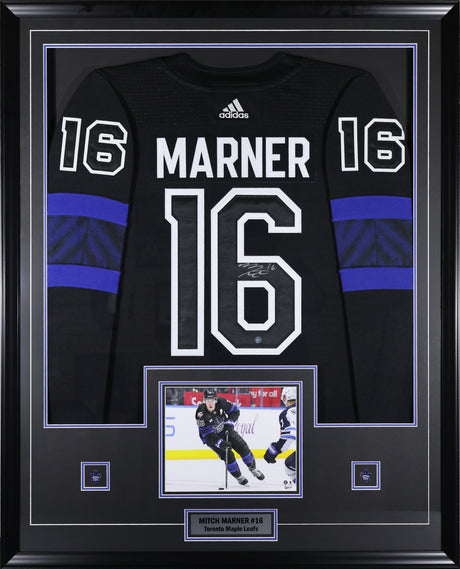 Mitch Marner Signed Toronto Maple Leafs Framed 34x42 Third Adidas Authentic Jersey - AUCTION