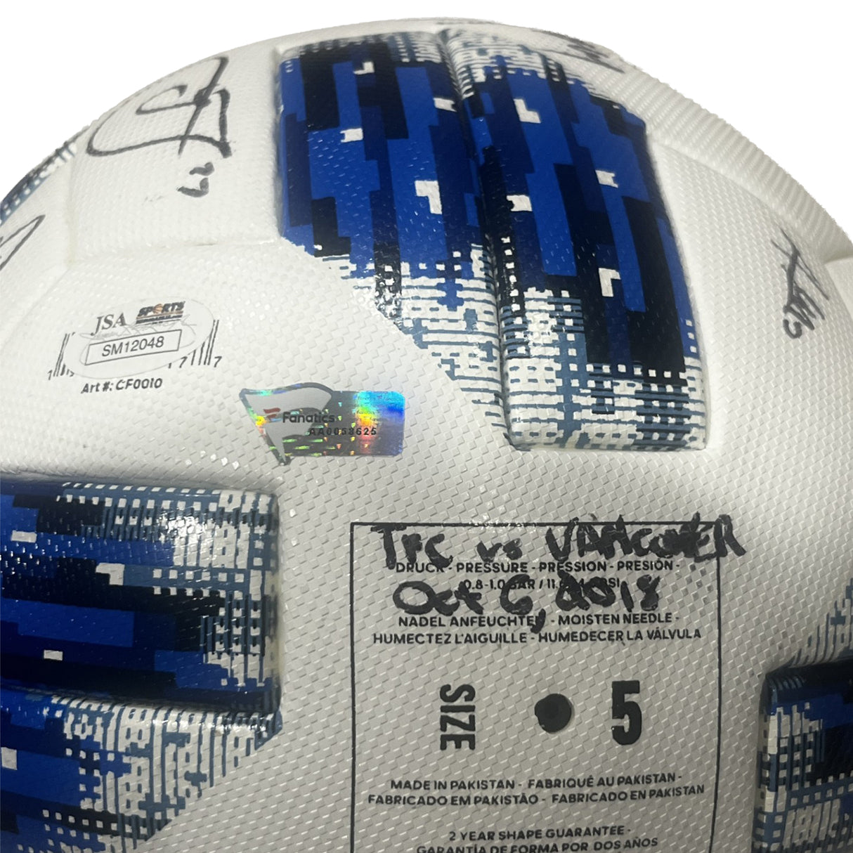 Toronto FC Game Used and 2018 Team Signed Adidas FIFA Quality Pro Size 5 Ball TFC vs Vancouver October 6th, 2018 - AUCTION