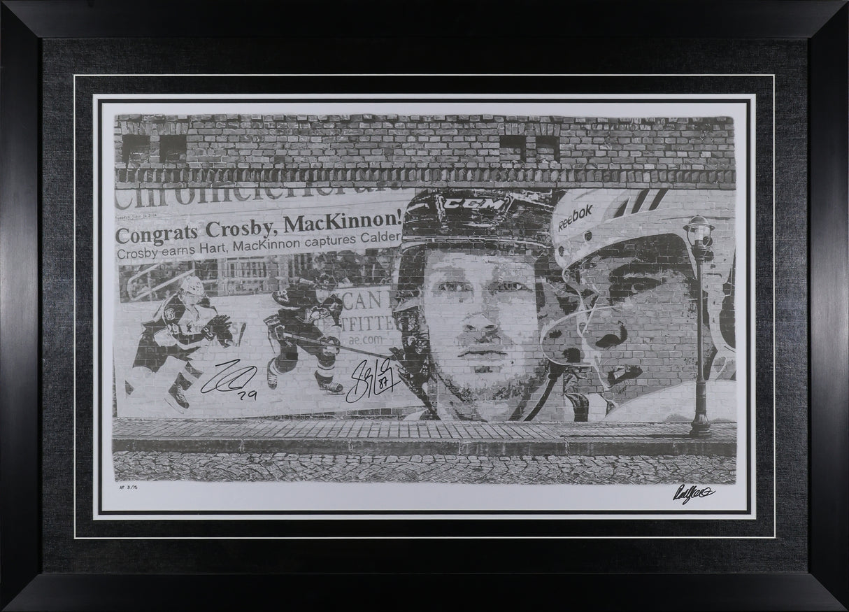 Sidney Crosby and Nathan MacKinnon Dual-Signed Framed 43x31 Robb Scott Art Print (Limited Edition AP 3/15) - AUCTION