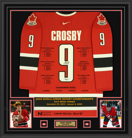Sidney Crosby Signed Framed 34x42 Team Canada 2005 World Junior Championships Milestone Edition Jersey (Limited Edition 78 of 87) - AUCTION
