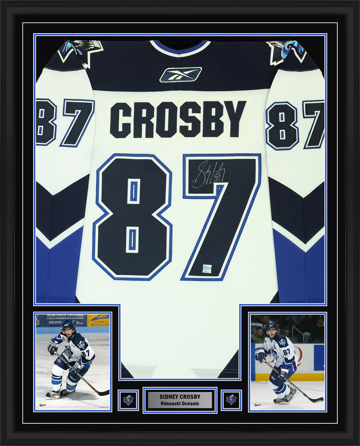 Sidney Crosby Signed Framed 34x42 Rimouski Oceanic 2004-2005 Reebok Vintage Replica Jersey (Vintage Autograph) - AUCTION