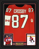Sidney Crosby Signed Framed 34x42 2014 Olympics Team Canada Replica Red Jersey - AUCTION