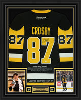 Sidney Crosby Signed Framed 34x42 Pittsburgh Penguins Reebok Premier Jersey Replica "1000th NHL Point" Embroidered Jersey (Limited Edition 5 of 87) - AUCTION