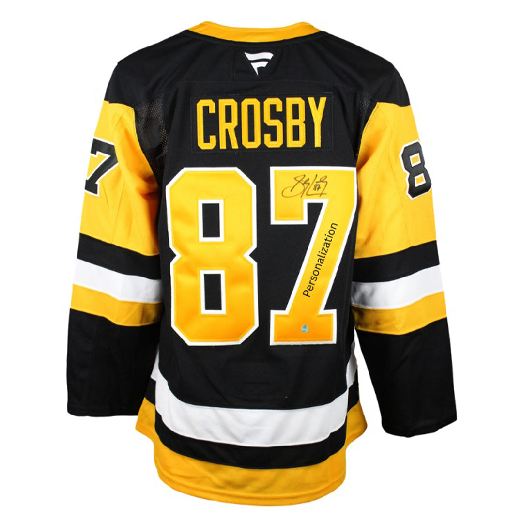 (PERSONALIZED) Sidney Crosby Signed Jersey Pittsburgh Penguins Black Fanatics Premium - AUCTION
