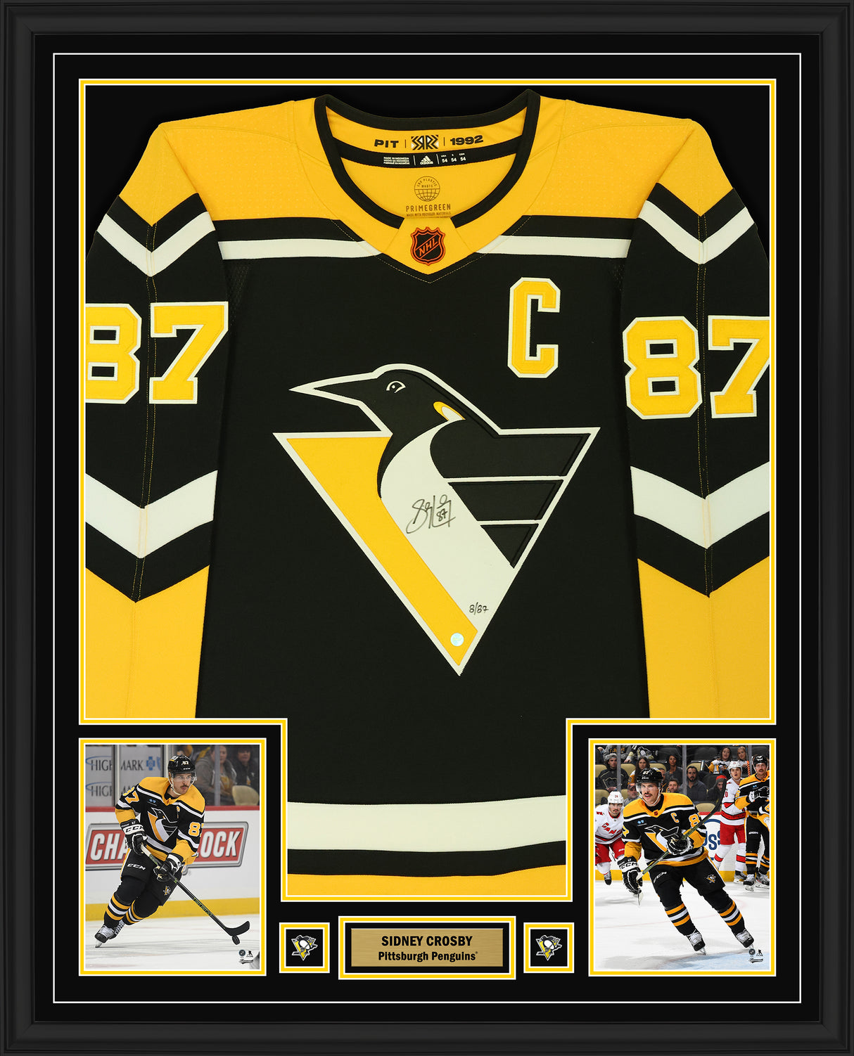 Sidney Crosby Front-Signed Framed 34x42 Pittsburgh Penguins 2022 Reverse Retro Adidas Authentic Jersey (Limited Edition 8 of 87) - AUCTION