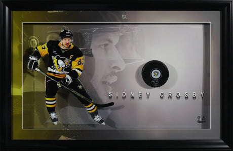 Sidney Crosby Signed Pittsburgh Penguins Framed 26x17 Puck - AUCTION