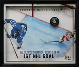 Matthew Knies Signed Toronto Maple Leafs Framed 26x22 Official Game Puck PhotoGlass First Goal Collage - AUCTION