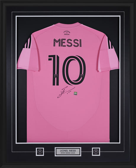 Lionel Messi Signed Inter Miami Framed 34x42 2025 Freedom to Dream Adidas Home Shirt - AUCTION