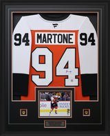 Porter Martone Signed Philadelphia Flyers Framed 34x42 Home Fanatics Premium Jersey - AUCTION