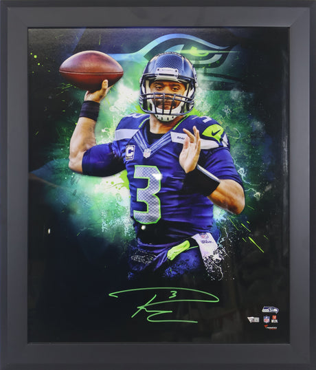 Russell Wilson Signed Seattle Seahawks Fanatics Authentic Framed 20x24 In Focus Photo - AUCTION