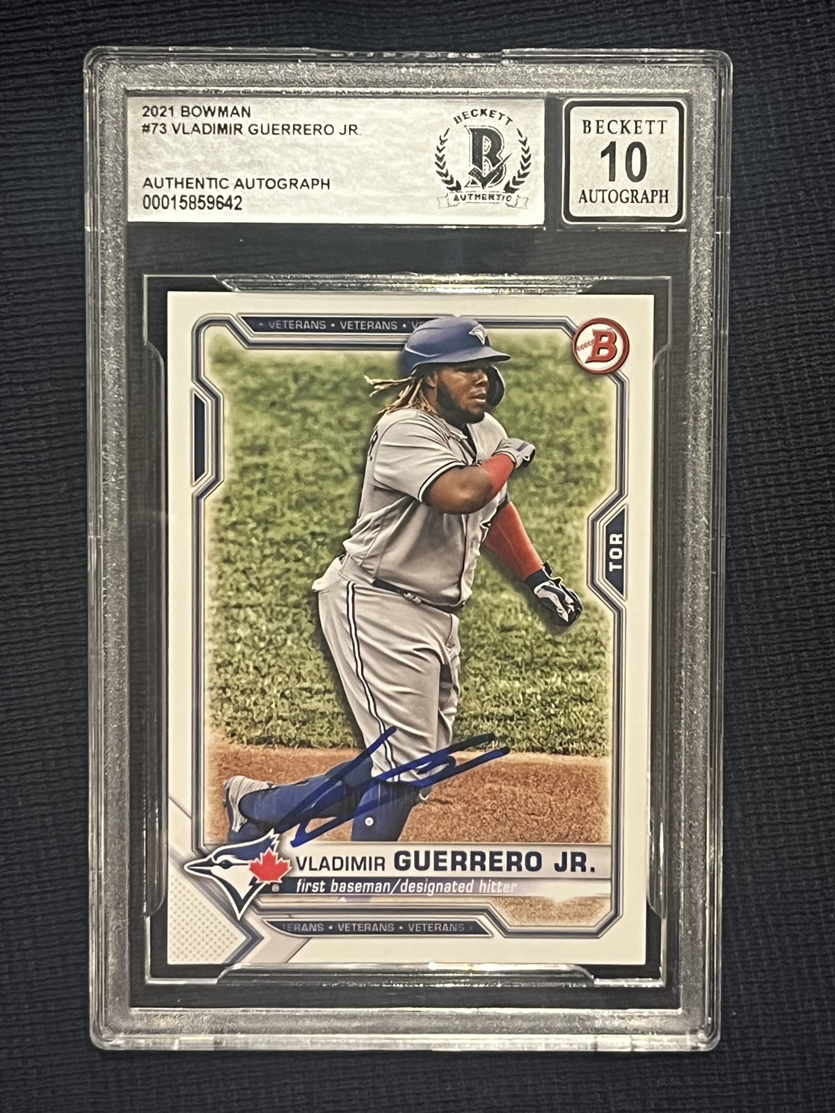 2021 Bowman #73 Vladimir Guerrero Jr. Authentic Autograph Beckett 10 Autograph - AUCTION