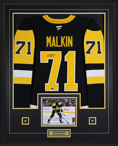 Evgeni Malkin Signed Pittsburgh Penguins Framed 34x42 Home Fanatics Premium Jersey - AUCTION