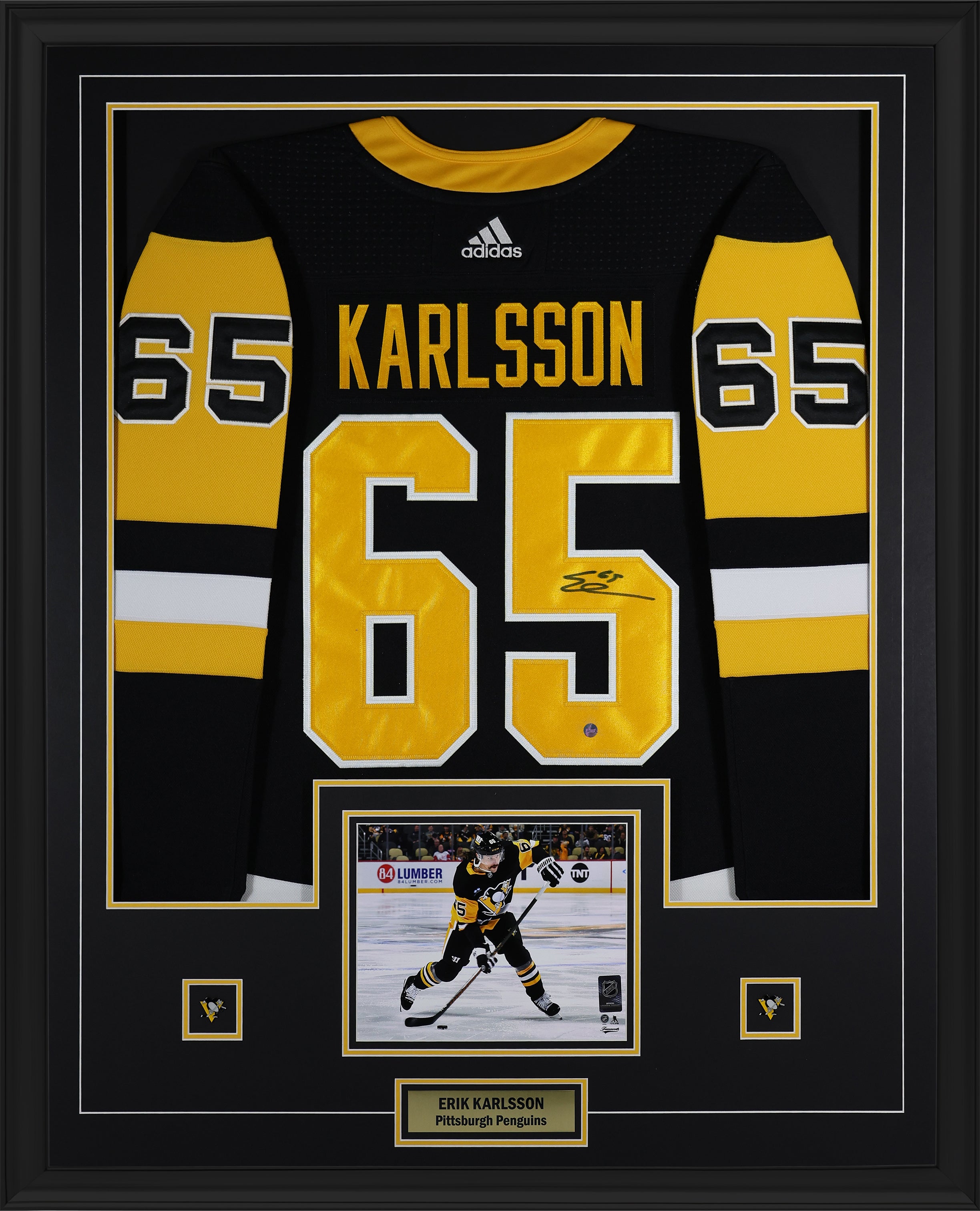 Erik Karlsson Signed Pittsburgh Penguins Framed 34x42 Home Adidas