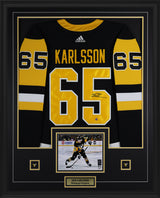 Erik Karlsson Signed Pittsburgh Penguins Framed 34x42 Home Adidas Authentic Jersey - AUCTION