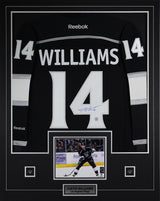 Justin Williams Signed Los Angeles Kings Framed 34x42 2014 Stanley Cup Reebok Jersey - AUCTION