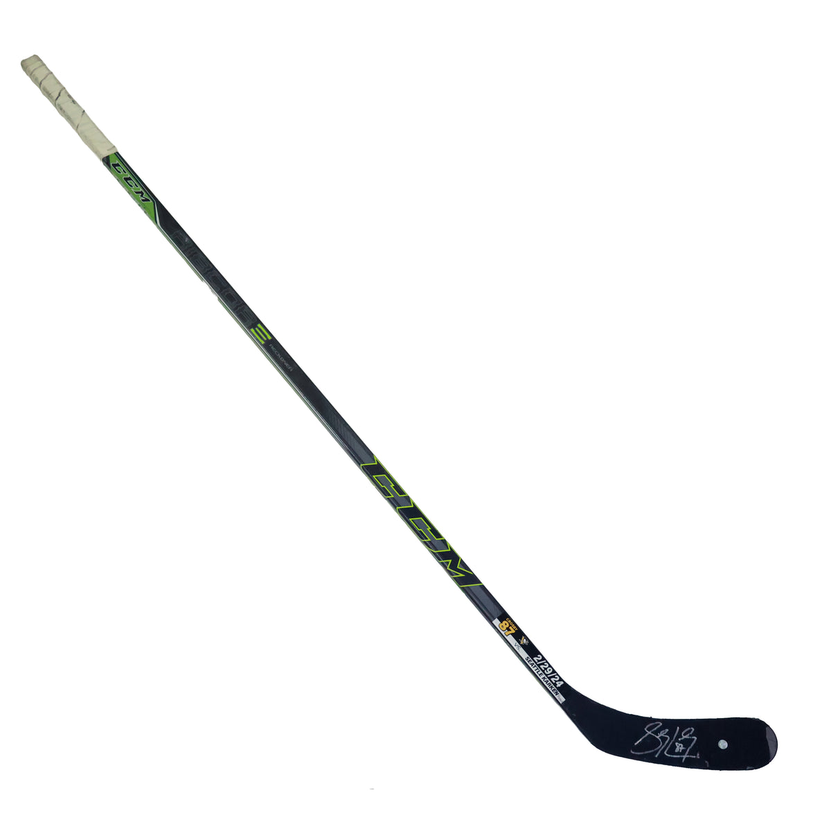 Sidney Crosby Signed Game Used Stick vs Seattle Kraken (2/29/2024) Photomatched by Pittsburgh Chronicles (ST-207) - AUCTION