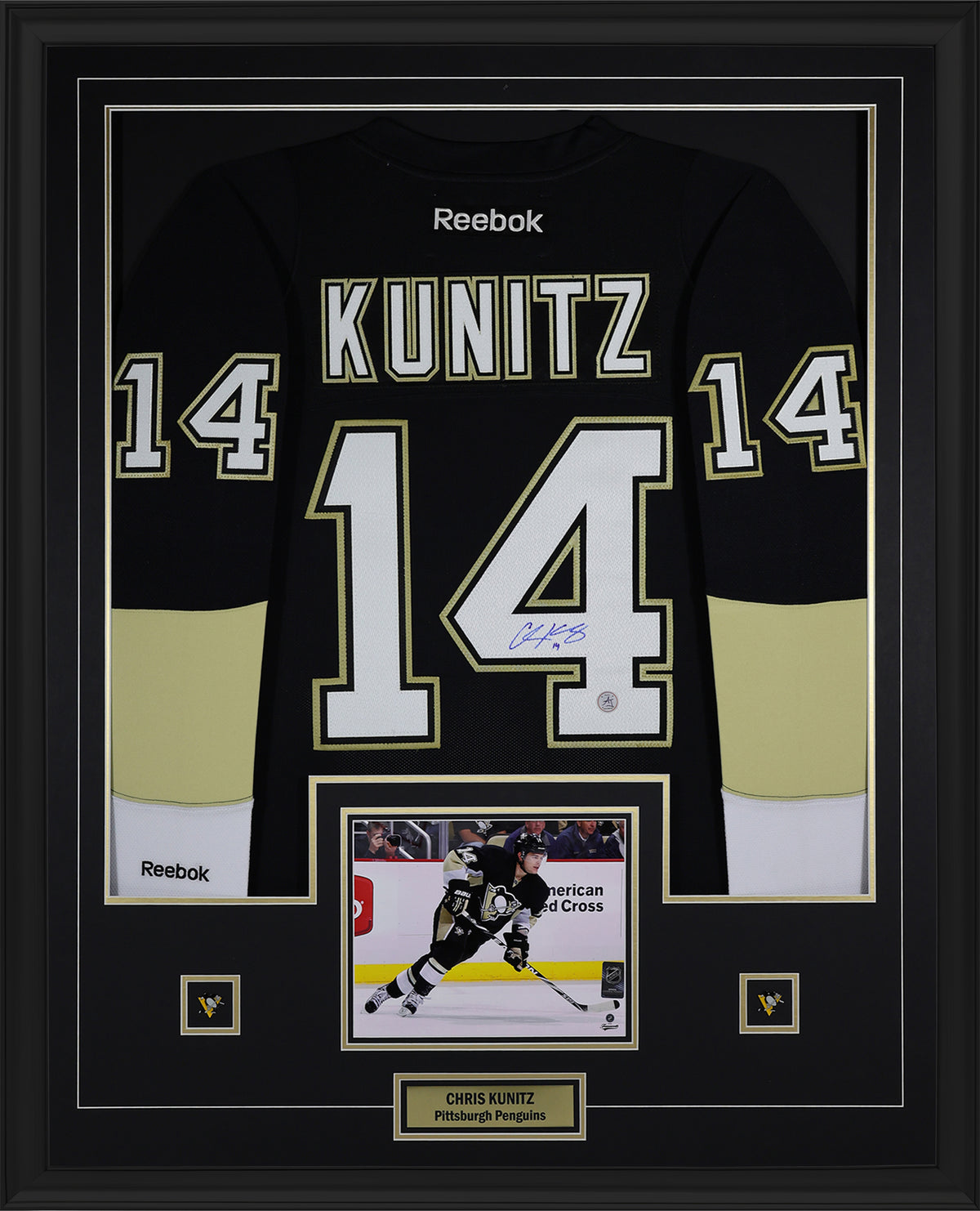 Chris Kunitz Signed Pittsburgh Penguins Framed 34x42 Home Reebok Vintage Jersey - AUCTION
