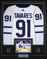 John Tavares Signed Toronto Maple Leafs Framed 34x42 Away Adidas Authentic Jersey - AUCTION