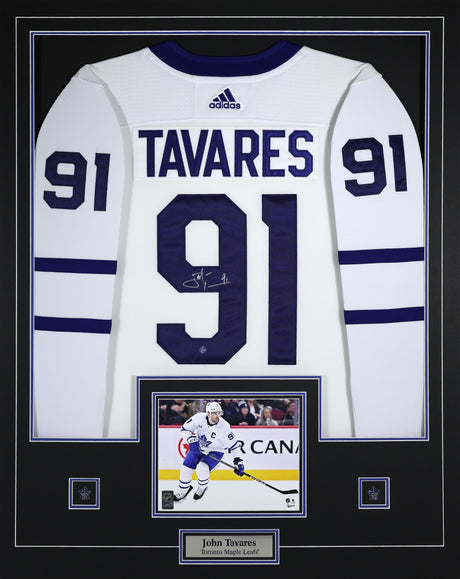 John Tavares Signed Toronto Maple Leafs Framed 34x42 Away Adidas Authentic Jersey - AUCTION