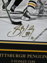 Sidney Crosby Signed Pittsburgh Penguins Framed 16x20 with Career Milestones and Funko Pop - AUCTION
