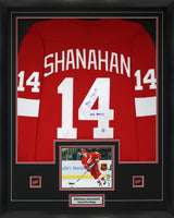 Brendan Shanahan Signed Framed 34x42 Detroit Red Wings Retro Fanatics Jersey Inscribed - AUCTION