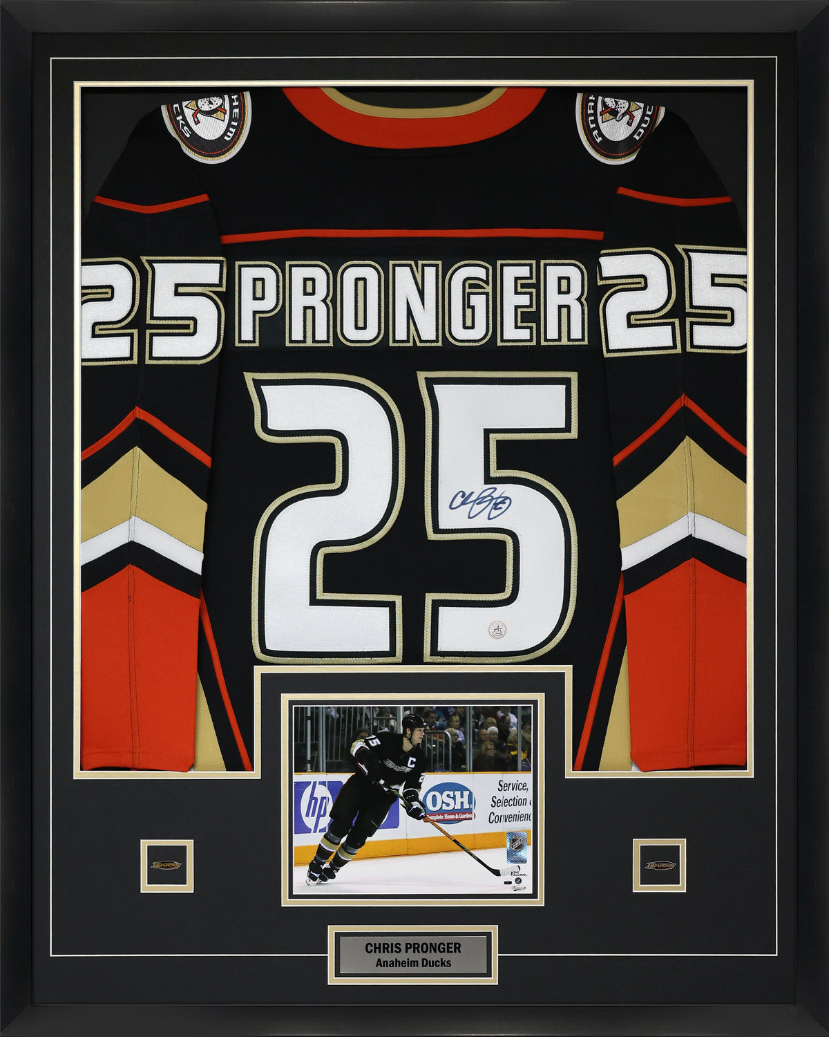 Chris Pronger Signed Framed 34x42 Anaheim Ducks Fanatics Breakaway Jersey - AUCTION