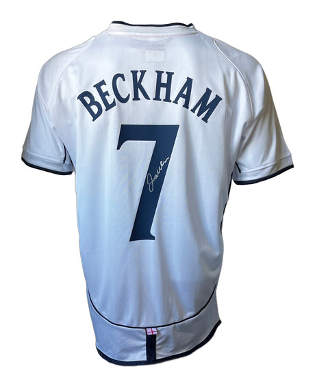 David Beckham Signed England 2002 Soccer Home Jersey - AUCTION