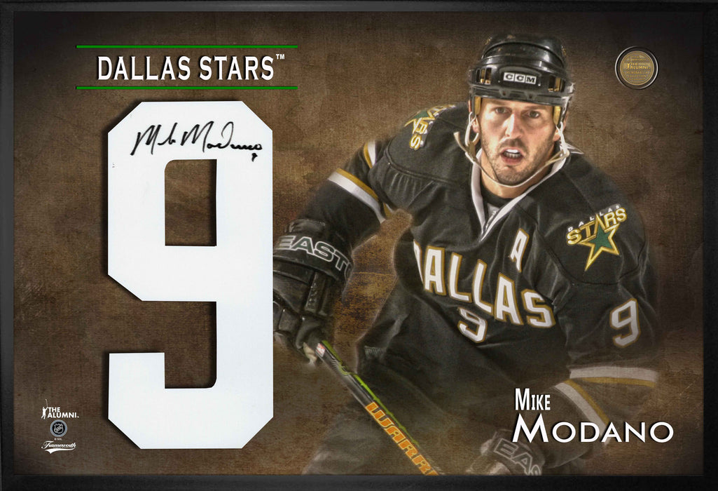 Mike Modano Signed Framed Dallas Stars Jersey Number Print - Frameworth Sports Canada 