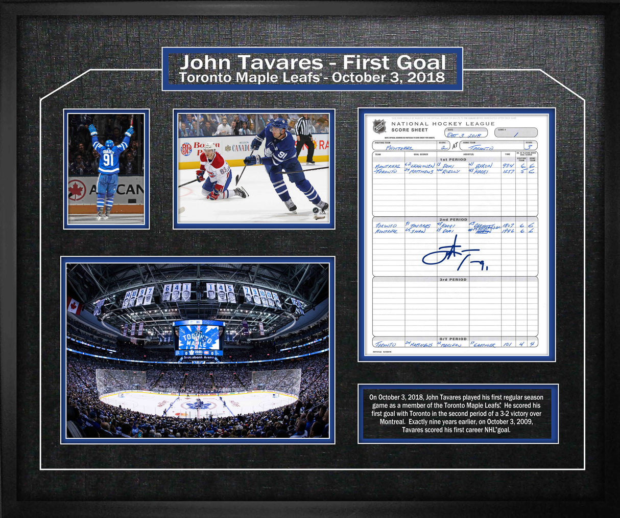 John Tavares Toronto Maple Leafs Signed Framed First Game Collage with Scoresheet and Arena Panorama - Frameworth Sports Canada 