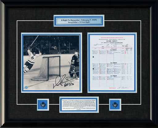 Darryl Sittler Toronto Maple Leafs Signed Framed 10x10 10 Point Night Goal Celebration with Scoresheet - Frameworth Sports Canada 
