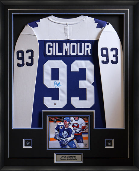 Doug Gilmour Signed Jersey Framed Toronto Maple Leafs Replica Blue Vintage Fanatics - AUCTION