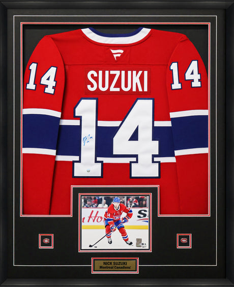 Nick Suzuki Signed Framed Jersey Canadiens Red Fanatics Premium - AUCTION