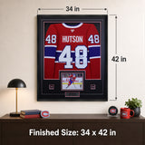 Lane Hutson Signed Framed 34x42 Montreal Canadiens Red Fanatics Premium  Jersey