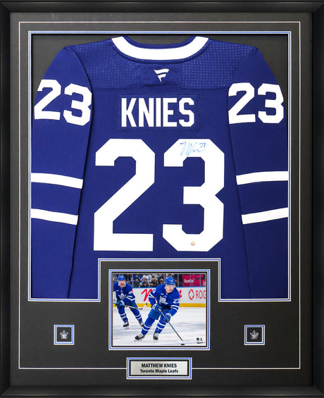 Matthew Knies Signed Jersey Framed Toronto Maple Leafs Blue Fanatics Premium - AUCTION