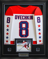 Alexander Ovechkin Signed Jersey Framed Washington Capitals 2012 White Alternate Mitchell & Ness Replica Jersey Framed - AUCTION