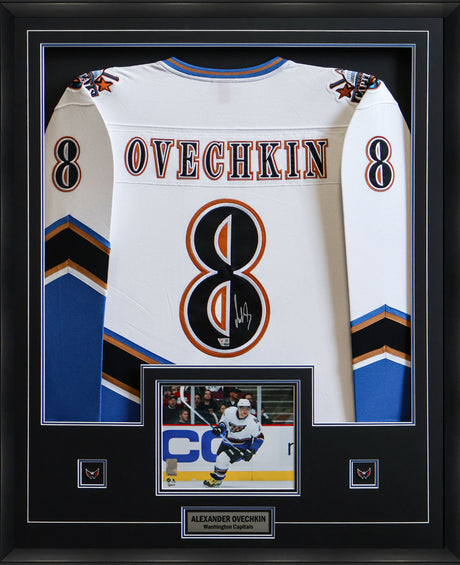 Alexander Ovechkin Signed Jersey Framed Washington Capitals 2005 White Screaming Eagle Mitchell & Ness Replica Jersey Framed - AUCTION
