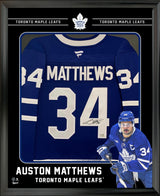 Auston Matthews Signed Jersey Framed PhotoGlass Toronto Maple Leafs Blue Fanatics Premium - AUCTION