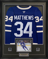 Auston Matthews Signed Jersey Framed Toronto Maple Leafs Blue Fanatics Premium - AUCTION