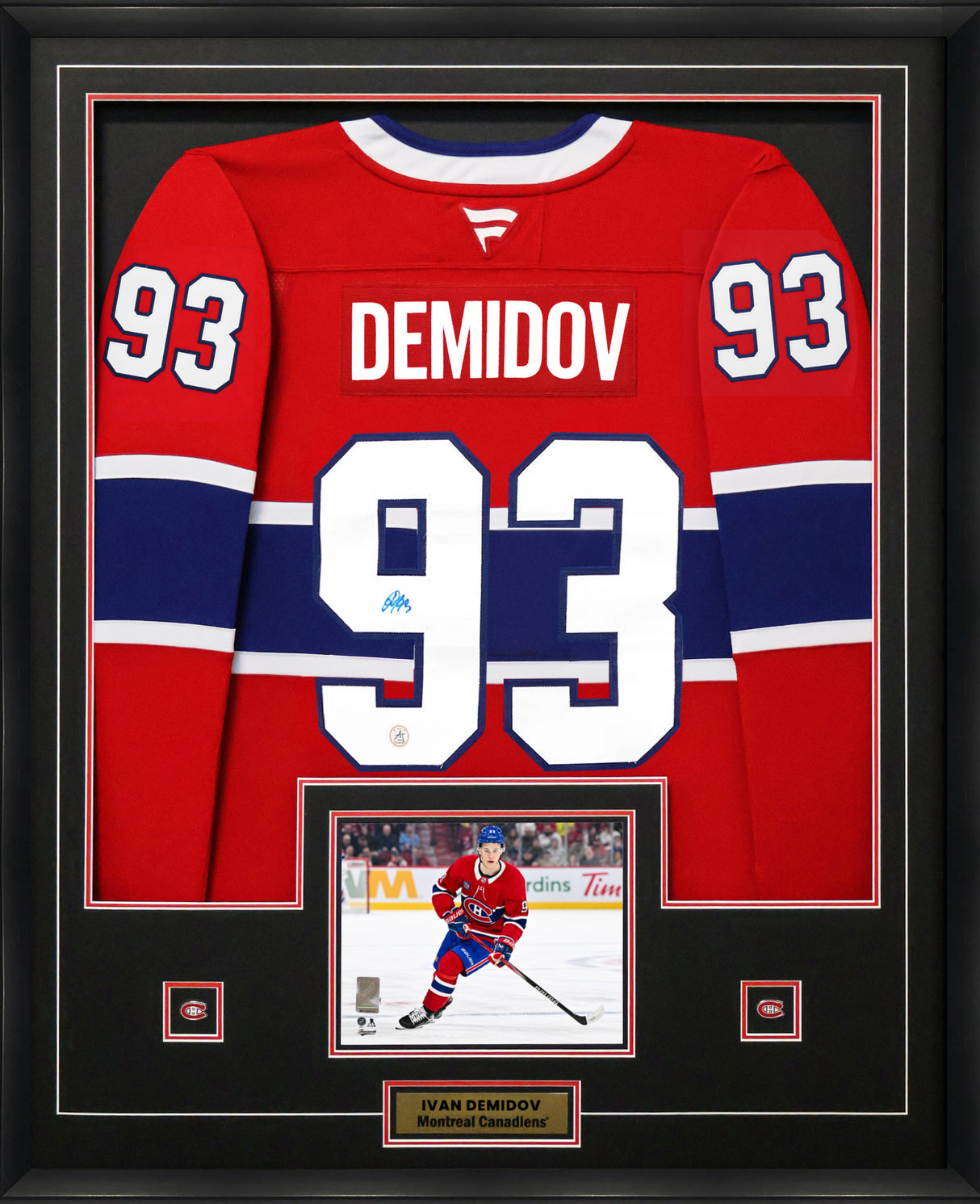Ivan Demidov Signed Jersey Framed Montreal Canadiens Red Fanatics Premium - AUCTION