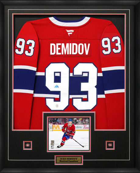 Ivan Demidov Signed Jersey Framed Montreal Canadiens Red Fanatics Premium - AUCTION