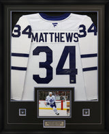 Auston Matthews Signed Jersey Framed Toronto Maple Leafs White Fanatics Premium