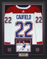 Cole Caufield Signed Jersey Framed 34x42 Montreal Canadiens White Adidas - AUCTION